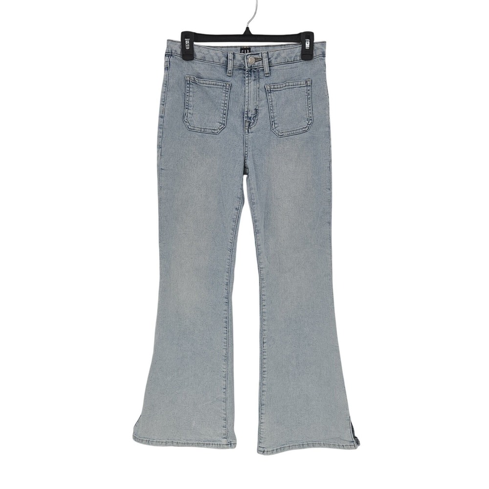 GAP Jeans Girls 18 Light Wash Blue 70s Flare‎ High Rise Adjustable Waist Denim
